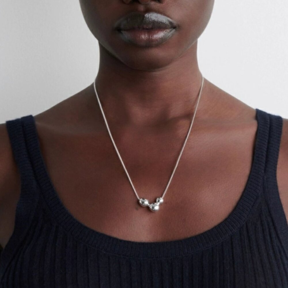 NWT COS Bubble Pendant Necklace Silver Quiet Lux